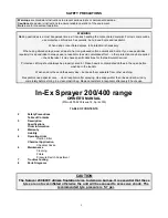 Preview for 2 page of In-Ex Sprayer 200 Owner'S Manual