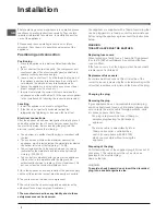 Preview for 2 page of Indesit BAN 344 NF Operating Instructions Manual