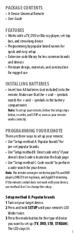 Preview for 2 page of Insignia NS-RMT415 User Manual