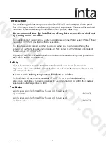 Preview for 2 page of Inta i-sport SP9206CP Installation And Maintenance Instructions Manual