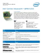 Intel CENTRINO ADVANCED-N PLUS WIMAX 6250 Datasheet preview