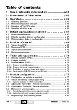 Preview for 58 page of Jay electronique Orion Installation And User Technical Manual