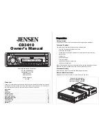 Preview for 1 page of Jensen CD3610 Owner'S Manual