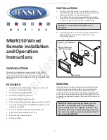 Preview for 1 page of Jensen MWR150 Installation And Operation Instruction