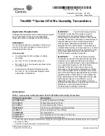 Johnson Controls TrueRH Series Installation Instructions Manual preview