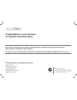 Preview for 2 page of JuicePro ALI-VJP-R2 Installation & Operating Instructions Manual