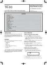 Preview for 1 page of JVC KENWOOD TK-90 Operation Manual