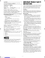 Preview for 2 page of JVC HR-S9911U - S-VHS Hi-Fi Stereo VCR Instructions Manual