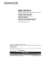 Preview for 1 page of Kenwood KAC-M1814 Instruction Manual