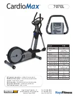 Keys Fitness CardioMax 707 Elliptical CM707EL Specification Sheet preview