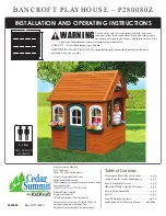 Preview for 1 page of KidKraft Cedar Summit Bancroft Playhouse Installation And Operating Instructions Manual