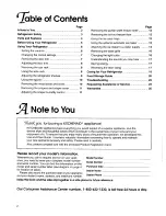 Preview for 2 page of KitchenAid 22''' to 25'' no frost top freezer refrigerator Use And Care Manual