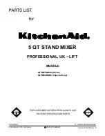 Preview for 1 page of KitchenAid 5KPM50BWH4 Parts List