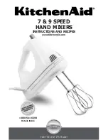 Preview for 1 page of KitchenAid KHM9PER - Hand Mixer Instructions And Recipes Manual