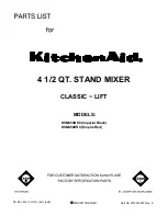 KitchenAid KSM450BK0 Parts List preview