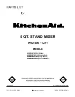 Preview for 1 page of KitchenAid KSM500PSER0 Parts List