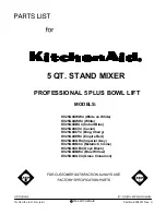 Preview for 1 page of KitchenAid KV25G0XBU4 Parts List