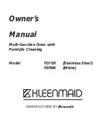 Preview for 1 page of Kleenmaid T070W Owner'S Manual