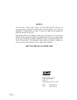 Preview for 2 page of KMT STREAMLINE SL-V SRP 100 Operation And Maintenance Manual