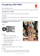 Preview for 1 page of Kongsberg cPAP MKII Quick Reference Manual