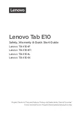 Lenovo Tab E10 Safety, Warranty & Quick Start Manual preview