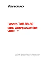 Lenovo TAB S8-50 Safety, Warranty & Quick Start Manual preview