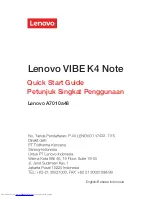 Preview for 1 page of Lenovo VIBE K4 Note Quick Start Manual