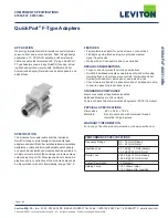 Leviton Quickport F-Type Adapters 40831-0Bx Specification preview