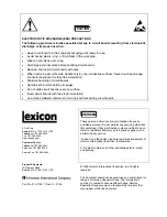 Preview for 4 page of Lexicon RV-8 Service Manual