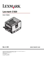 Lexmark 13N1000 - C 920 Color LED Printer User Manual preview