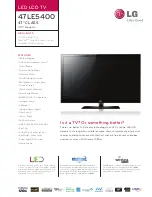 Preview for 1 page of LG 47LE5400 Specifications