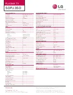 Preview for 2 page of LG 50PJ350 Specifications