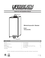 Lifebreath Lifebreath TFP3000HEPA Operation And Installation Manual preview