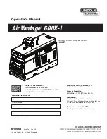 Preview for 1 page of Lincoln Electric Air Vantage 600X-I Operator'S Manual