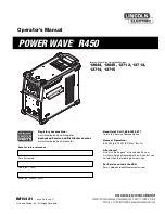 Lincoln Electric POWER WAVE R450 Operator'S Manual preview