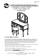 Preview for 1 page of LINON HOME DECOR PRODUCTS, INC. VANITY SET WHITE 429 Assembly Instructions Manual