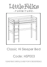 Little Folks Furniture Classic Hi Sleeper Bed HSP003 Manual preview