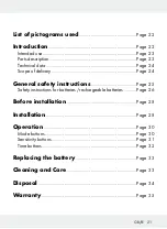 Preview for 21 page of LIVARNO LUX 286860 Assembly, Operating And Safety Instructions