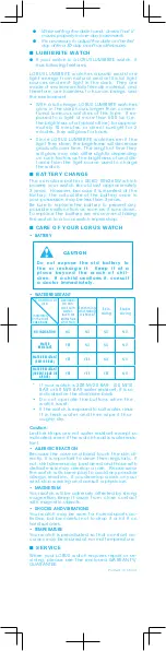 Preview for 2 page of LORUS LUMIBRITE VD75 Instruction Manual