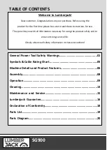 Preview for 2 page of Lumberjack SG900 Safety And Operating Manual