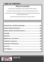 Preview for 2 page of Lumberjack UDE75B Safety And Operating Manual