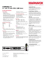 Preview for 2 page of Magnavox 37MF321D - Hook Up Guide Specifications