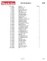 Preview for 2 page of Makita 3606 Parts Breakdown