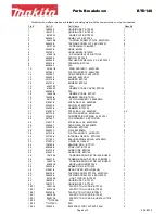 Preview for 2 page of Makita BTD140 Parts Breakdown