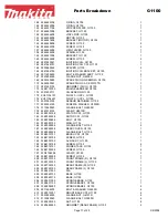 Preview for 17 page of Makita G1100 Parts Breakdown