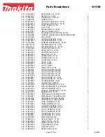 Preview for 18 page of Makita G1100 Parts Breakdown