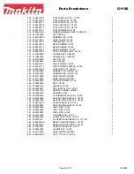 Preview for 20 page of Makita G1100 Parts Breakdown