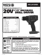 Preview for 1 page of Matco Tools MCL2012BDD Manual