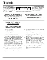 Preview for 2 page of McIntosh MCC406M Owner'S Manual