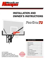 Preview for 1 page of Mega Slam Hoops Pro Gym 72 Installation And Owner'S Instructions